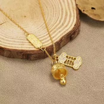 S925 sterling silver abacus bell necklace women s peace and joy wind chimes abacus accessories wind collarbone chain 925 silver