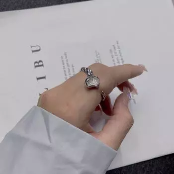 Кольцо с абстрактным цветком из стерлингового серебра S925, асимметричный дизайн, ручная работа, текстура, холодный ветер, открытое кольцо для мужчин и женщин Opening Adjustable