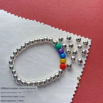 S925 Sterling Silver Accessories Scattered Beads Old-Styled Bead Spacer Beads Waist Bead Pot Cover Knob Yin Su String DIY Crafts Ornament Accessories SA3643