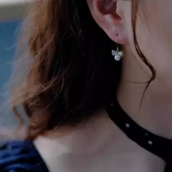 Серьги-бантики из стерлингового серебра 925 пробы со стразами и жемчугом, женские винтажные серьги в японском и корейском стиле Niche Temperament 925