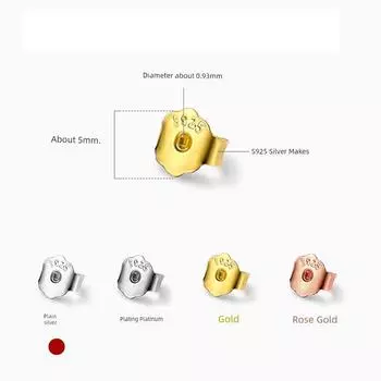 S925 Sterling Silver Butterfly Back Support Anti-Drop Earplug [General] 5mm silver 6 (three pairs)