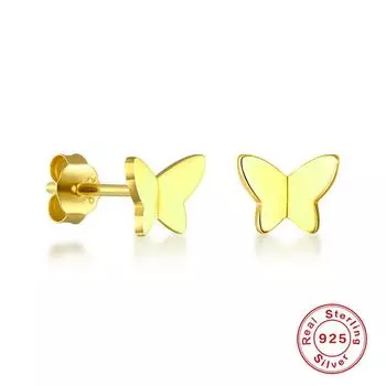 S925 Sterling Silver Butterfly Stud Earrings Fashionable And Simple Creative Small Stud Earrings Fairy Ear Jewelry 925 Silver