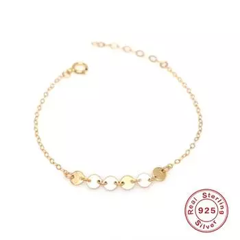 S925 Sterling Silver Classic Chain Splicing Disc Metal Texture Temperament Fashionable Trend Bracelet Women S Jewelry 925 silver золотой