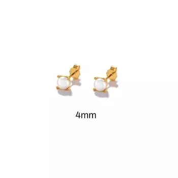 S925 Sterling Silver Classic Japanese Style Four-Claw Pearl Stud Earrings Niche Design Imitation Pearl Earrings Women S Earrings 925 Silver