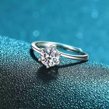 S925 Sterling Silver Classic Six-Claw Twisted Arm Ring Women S Fashion Personality Bare Body Open Ring Simple Platinum Diamond Ring opening adjustable