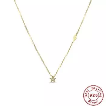S925 Sterling Silver Classic Star Pentagram Lightning Combination Pendant Geometric Diamond Temperament Daily Atmospheric Necklace 925 silver золотой