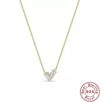 S925 Sterling Silver Compact Exquisite Ice Crystal Pendant Geometric Diamond Temperament Daily High-End Atmospheric Necklace 925 silver золотой