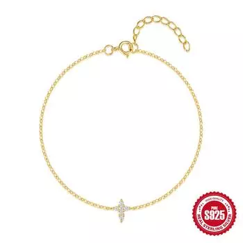 S925 Sterling Silver Cross Diamond Versatile Fashion Bracelet Simple Daily Office Worker Accessories 925 silver золотой