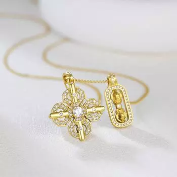 S925 sterling silver cross vajra pestle necklace women s retro gold magic pestle pendant for girlfriend gift 925 Silver