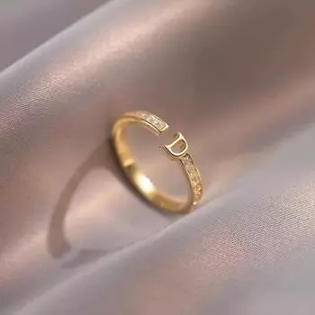 Кольцо в форме буквы D из стерлингового серебра S925 пробы, женское, легкое, роскошное, чувствительное, переключаемое, указательное кольцо, темпераментное, дикое, нишевое кольцо opening adjustable