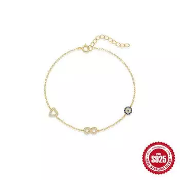 S925 Sterling Silver Daily Pedo Element Love/Infinite Loop Demon S Eye Versatile Bracelet Bracelet 925 silver золотой