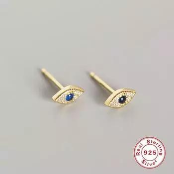 S925 Sterling Silver Devil S Eye Stud Earrings Classic Simple Personality Fashion Versatile Stud Earrings Stacked Earrings 925 Silver золотой