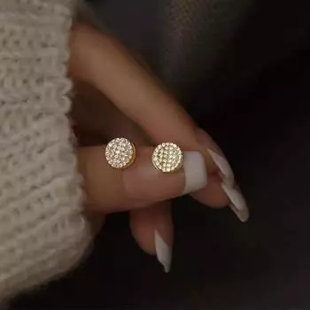 Серьги-гвоздики из стерлингового серебра S925 с бриллиантами в форме круга, женские, японского дизайна, легкие, роскошные, универсальные, высокого качества 925