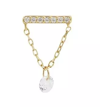 S925 Sterling Silver Diamond Fringed Chain Threaded Piercing Ear Bone Nails Stylish Simple Wind Earrings