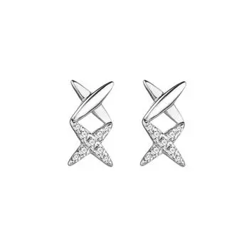 S925 Sterling Silver Double-Flowing Star Stud Earrings Simple And High-End Star Earrings Niche Exquisite Temperament Cross Earrings 925 Silver