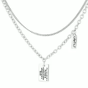 S925 Sterling Silver Double Layer English Alphabet Necklace Versatile Cold Wind Trend Hip Hop Clavicle Chain