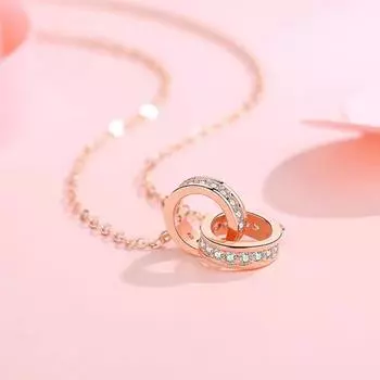 Ожерелье из стерлингового серебра S925 с двумя кольцами и круглой пряжкой для женщин, легкое, роскошное, для меньшинств, модное, универсальное 925