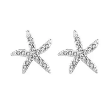 Серьги из стерлингового серебра S925 Серьги-гвоздики в форме морской звезды Модные элегантные и щедрые серьги в корейском стиле 925 белый