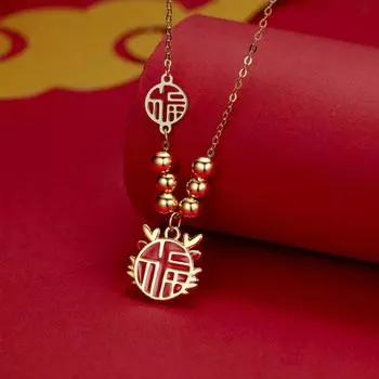 S925 sterling silver Epoxy Yingfu Dragon Necklace Women s Dynasty Design Sense Transfer Bead Birthday Year Zodiac Dragon Pendant 925 Silver