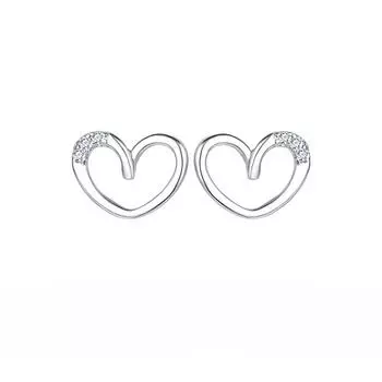 S925 Sterling Silver Exquisite Hollow Love Stud Earrings Femininity Earrings Mini Student Anti-Allergic 925 Silver