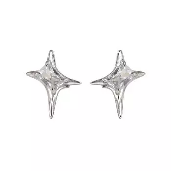Серьги-гвоздики из стерлингового серебра S925 с четырьмя восьмиконечными звездами и цирконием, необычные серьги в холодном стиле для пар, модные серьги для мужчин и женщин 925