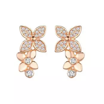 S925 Sterling Silver Freesia Stud Earrings Haute Socialite Flower Earrings Fashion Sweet Petal Earrings 925 Silver