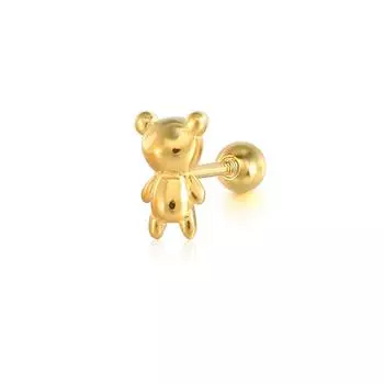 S925 Sterling Silver Fun Cute Alien Bear Earrings Piercing Thread Piercing Ear Bone Stud Earrings Trinkets