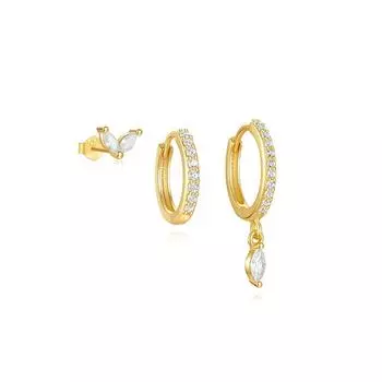 S925 Sterling Silver Geometric Simple Classic Demon S Eye Versatile Fashion Set Earrings Earrings 925 Silver