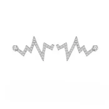 S925 Sterling Silver Heartbeat Stud Earrings, Small And Exquisite Electrocardiogram Earrings, High-End Temperament Earrings. 925 Silver