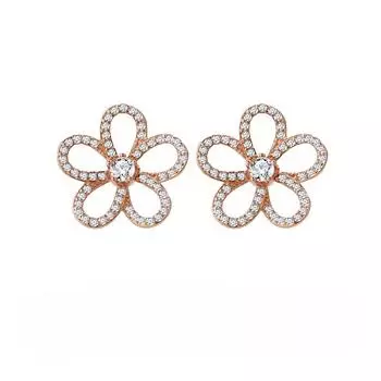 S925 Sterling Silver Hollow Flower Stud Earrings Fashionable And Exquisite Big Flower Earrings Blogger Super Flash Earrings 925 Silver