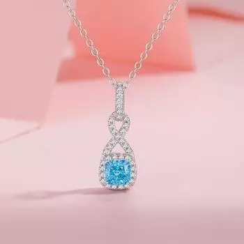 S925 Sterling Silver Ice Flower Cut 8-Character Necklace High-End Sugar Cube Strong Chain Ins Light Luxury Square Collarbone Chain 925 silver