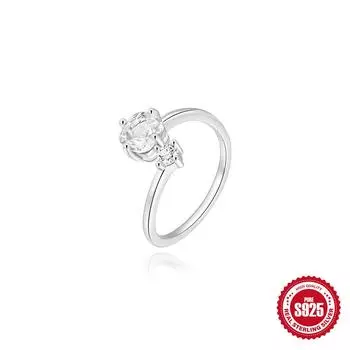 S925 Sterling Silver Ins Wind Wedding Geometric Round 6Mm Ring High Luxury Fashion Open Ring Opening adjustable