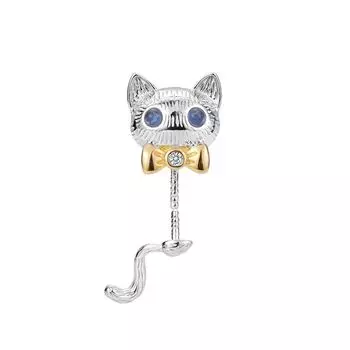 S925 Sterling Silver Kitten Pendant Women Niche Ins Design Level Contrast Color Design DIY Empty Support Accessories Silver Jewelry D3044-White-hollow 925 silver