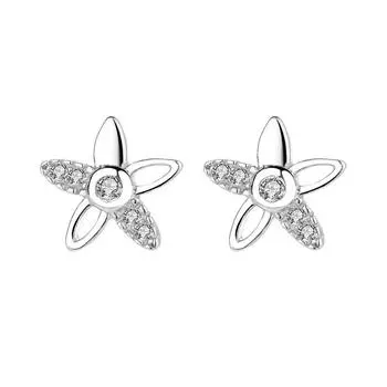 Серьги-цветы в корейском стиле из стерлингового серебра 925 пробы. Простые и свежие женские серьги. Студенческие антиаллергенные серьги. Серебряные аксессуары. 925