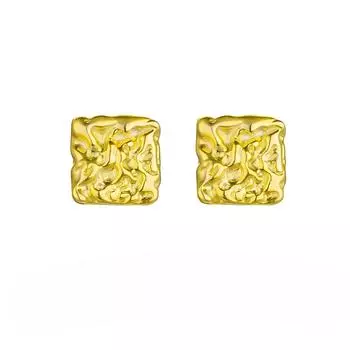 S925 Sterling Silver Lava Square Stud Earrings Women S Premium Tinfoil Earrings Light Luxury Niche Exquisite Wrinkled Earrings 925 Silver