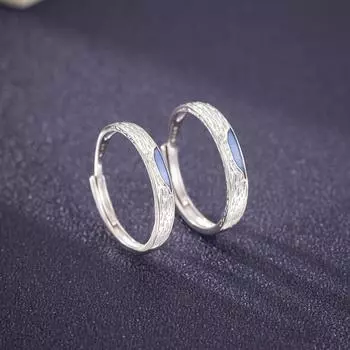 S925 sterling silver light-year couple s ring fashion light luxury niche men s and women s ring live adjustable burnt blue 925 Silver