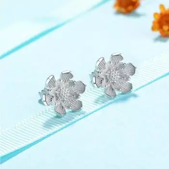Серьги-гвоздики в форме лотоса из стерлингового серебра S925, женские винтажные серьги с лепестками темперамента, освежающие ювелирные изделия 925