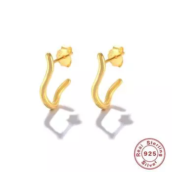 S925 Sterling Silver Microset Diamond Stud Earrings C Shape Simple Geometric Paw Earrings Mini Exquisite Earrings
