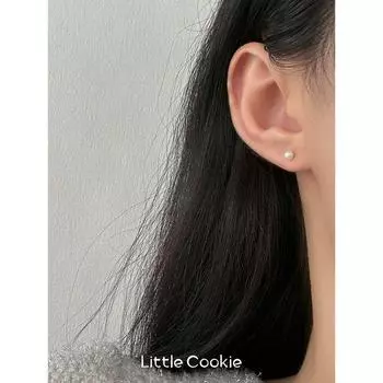 S925 Sterling Silver Natural Freshwater Pearl Ear Studs Women s Mini Niche Design Fancy Ear-Caring Earrings Earrings Pair of 3mm Natural Freshwater Pearls