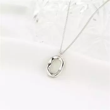 Ожерелье из стерлингового серебра S925 с овальным неправильным кругом, женское, ретро, простое, легкое, роскошное, в корейском стиле, цепочка для свитера, универсальное, высокое чувство 925 серебряный