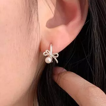 Серьги-клипсы с бантом из стерлингового серебра S925, нежные, на каждый день, дизайнерские, простые, дикие серьги серебряный