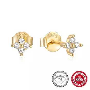 S925 Sterling Silver Personalized Horse Eye Diamond Ear Buckle Earrings Jewelry Color Zircon Trend Earrings 925 Silver золотой