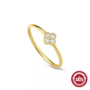 S925 Sterling Silver Petal Diamond Wedding Band Ladies Engagement Wedding Ring Ring Small Fresh Jewelry Ring No. 6