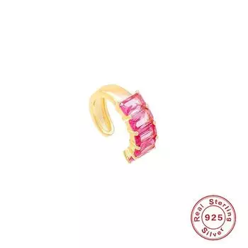 S925 Sterling Silver Rectangular Diamond-Set Fresh And Eye-Catching Ear Clips Single Without Ear Piercings, Earrings, Earbone Clips 925 Silver