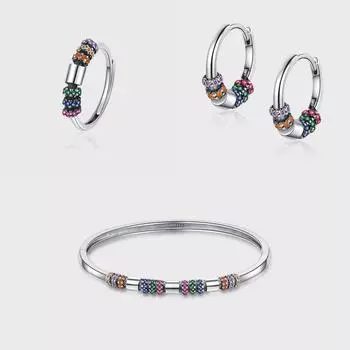 S925 стерлингового серебра ретро черного цвета этнический стиль цветной циркон комплект женской нерегулярной инкрустации модные ювелирные изделия