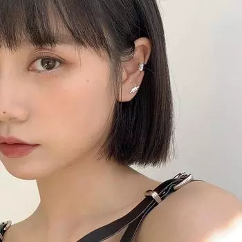 S925 sterling silver retro Hong Kong style high-end temperament no ear pierced ear clips simple and small versatile Internet celebrity stud earrings 925 silver