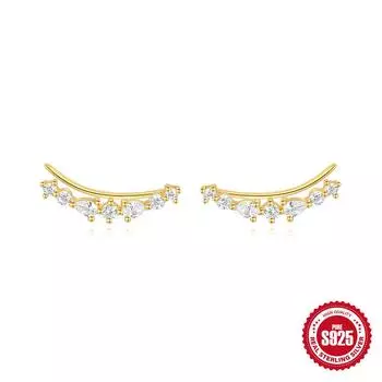 S925 Sterling Silver Round Diamond-Set Single-Row Stud Earrings Women S Fashion Earrings Trendy Niche Design Earrings 925 Silver