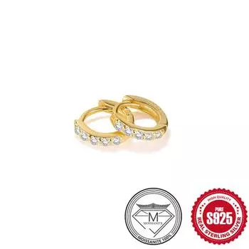 S925 Sterling Silver Round Micro-Set Mozzarella Diamond Personalized Trend Basic Versatile Ear Buckle Stud Earrings Jewelry 925 Silver