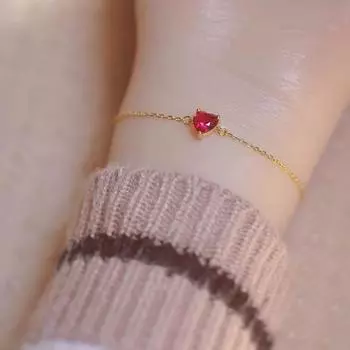 Браслет-близнец из стерлингового серебра 925 пробы с рубинами Simple Temperament 925