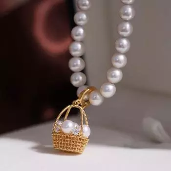 S925 Sterling Silver Silver Accessories Pearl Ornament DIY Handmade Necklace Multiple Beads Flower Basket Opening Pendant Empty Holder Gold Open Pendant-Without Pearls